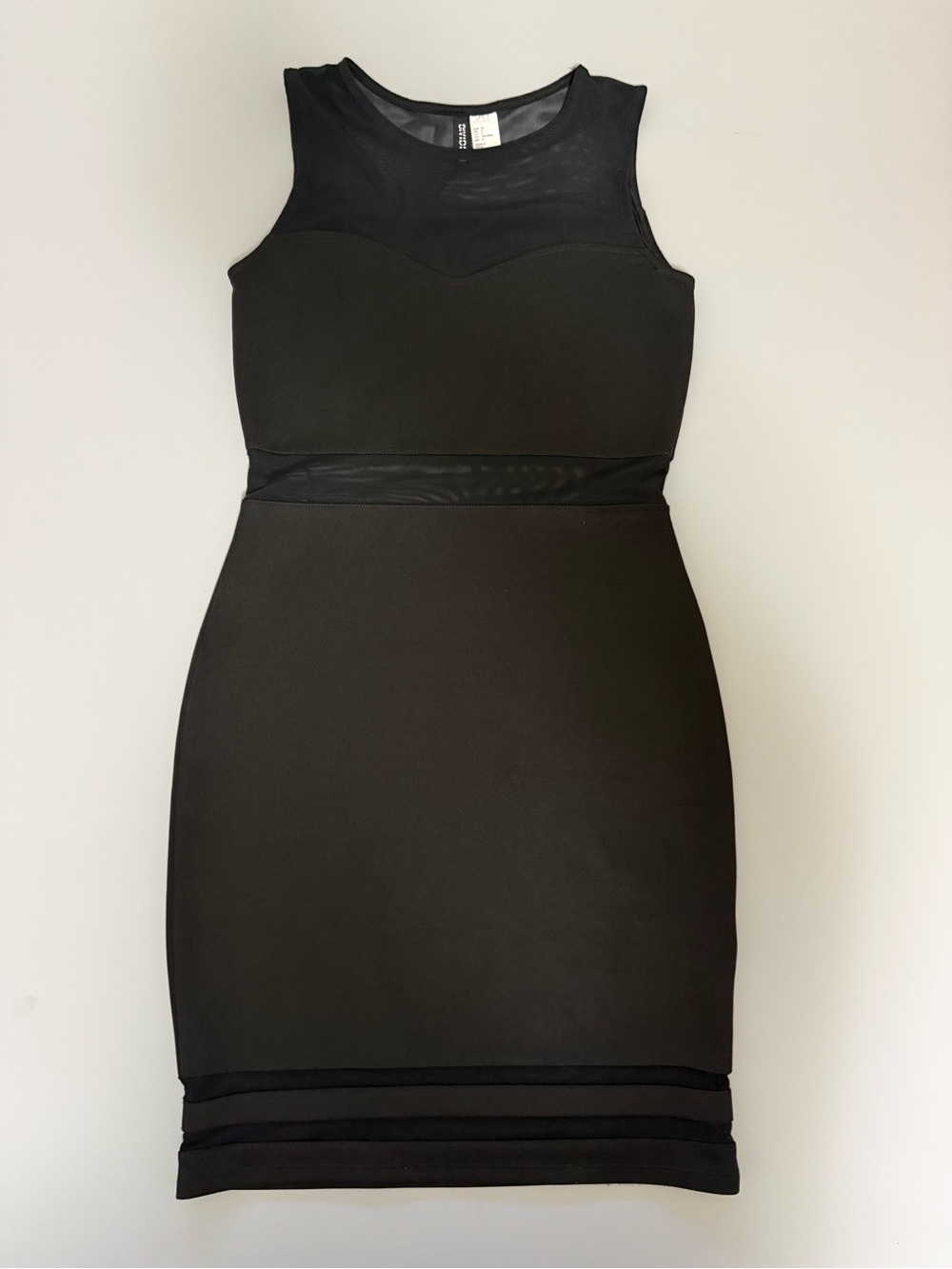 H&M Divided Black Mesh Panel Bodycon Dress.